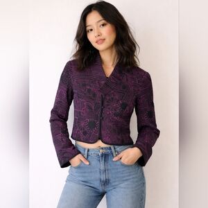 French Connection | Embroidered Crop Jacket, Size 4